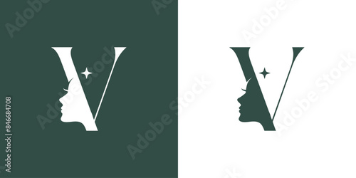 Beauty logo with creative element style premium vector