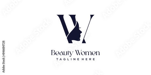 Beauty logo with creative element style premium vector