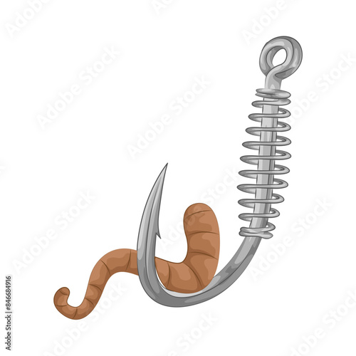 Illustration of worm on fishing hook