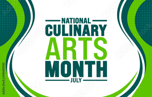 July is National Culinary Arts Month background template. Holiday concept. use to background, banner, placard, card, and poster design template with text inscription and standard color. vector