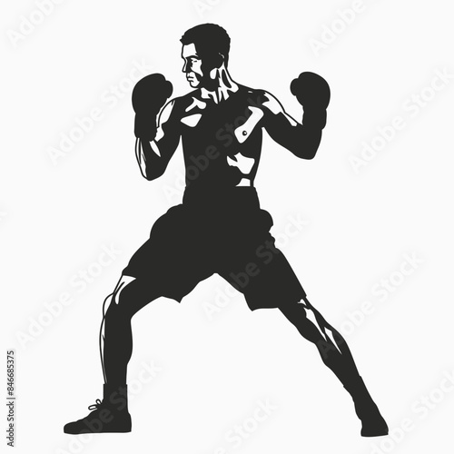 Silhouette of Boxer Training