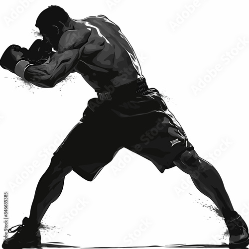 Silhouette of Boxer Training