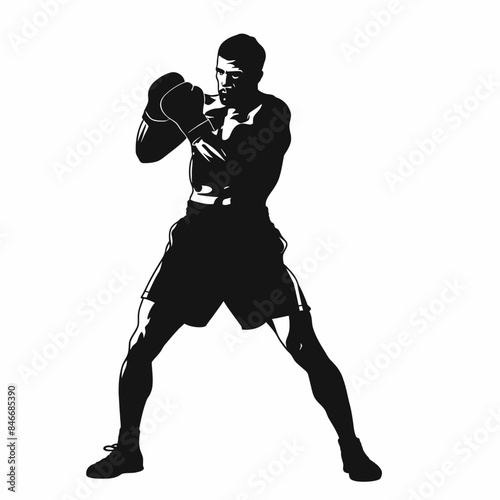 Silhouette of Boxer Training