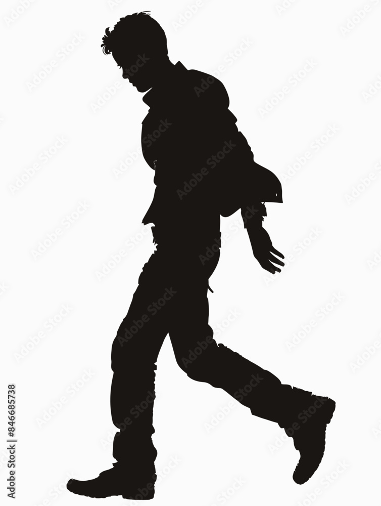 Fototapeta premium Single Person Man Walk Silhouette