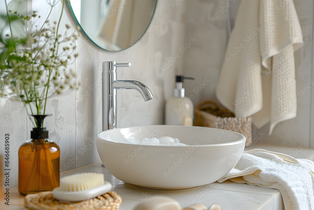 Contemporary Bathroom Interior with Decorative Accents Contemporary Bathroom Interior with Decorative Accents