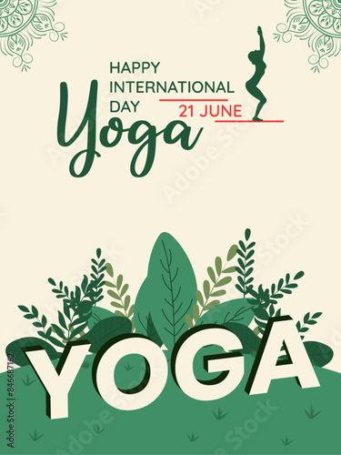 International Yoga Day. 21June yoga day banner, poster and social media design vector illustration. photo