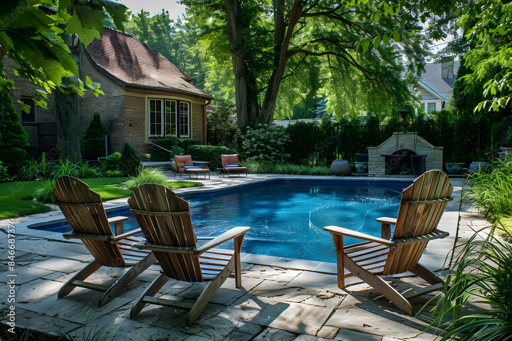 Backyard Retreat: Lounge Chairs by the Pool Backyard Retreat: Lounge Chairs by the Pool