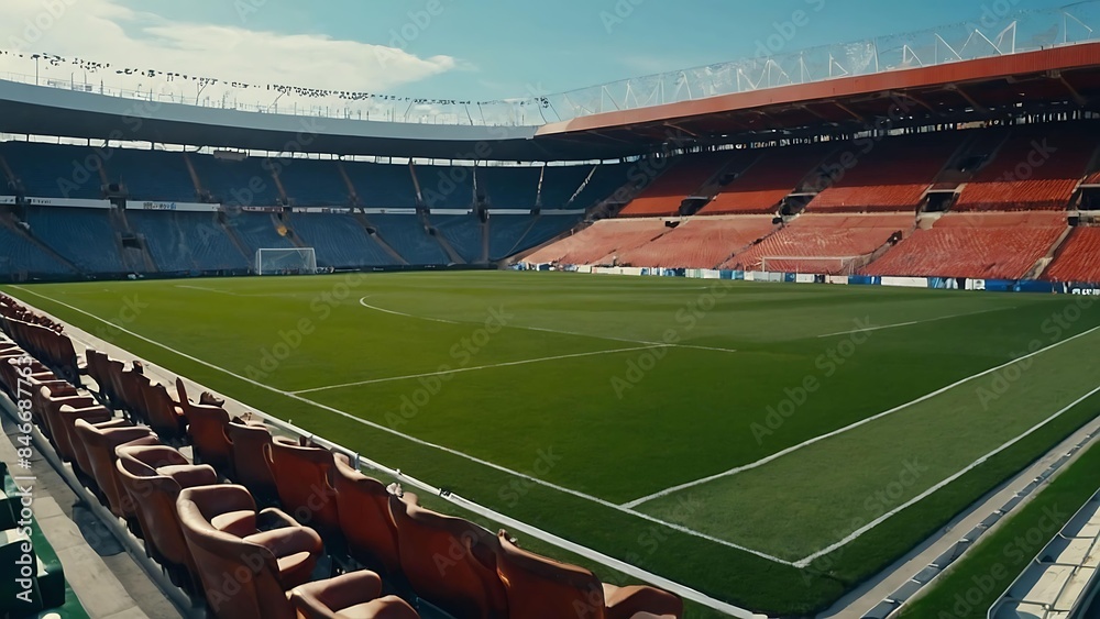 Fototapeta premium soccer green field in the stadium 