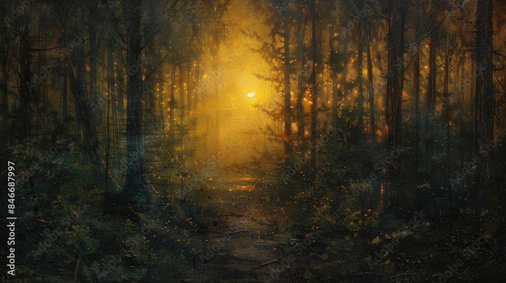 The sun descends in the forest The sun descends in the forest