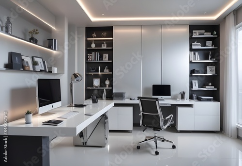 minimalist interior design style futuristic home office sleek furniture state of the art technology