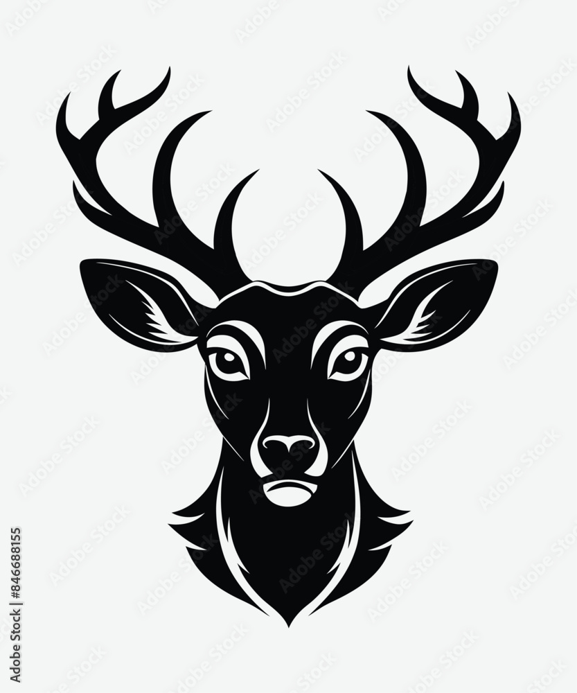 Black silhouette of a Deer head vector isolated on white background Black silhouette of a Deer head vector isolated on white background