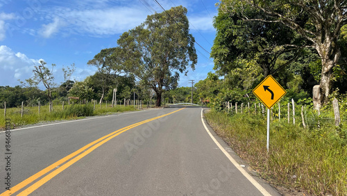 Traffic sign showing left turn