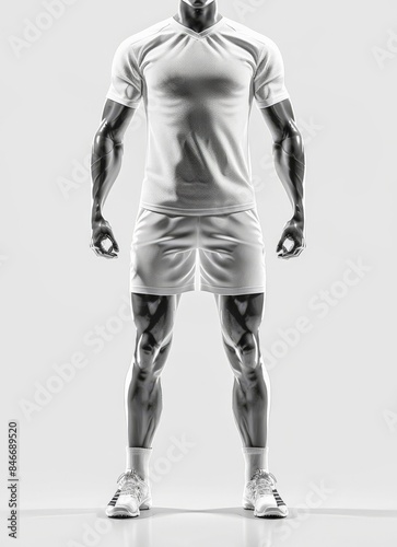 Athletic male model in white jersey and shorts mockup