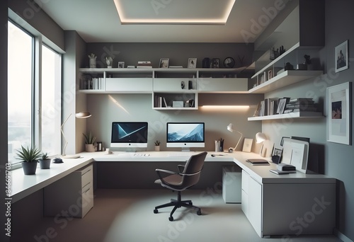 minimalist interior design style futuristic home office sleek furniture state of the art technology