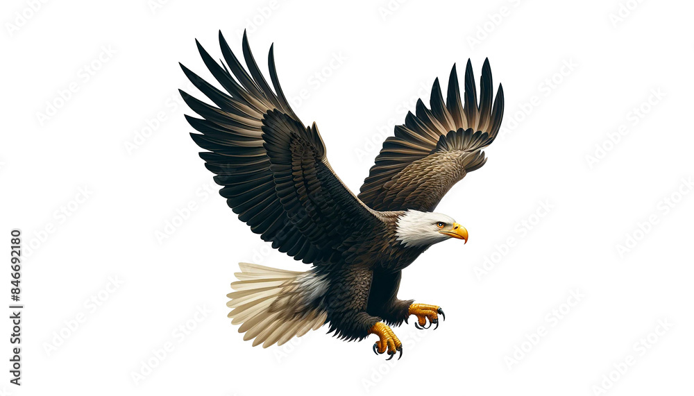 Obraz premium Eagle flying isolated on transparent or white background