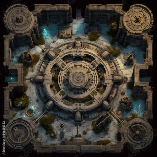 DnD Battlemap Ancient Alien Temple: Mysterious Alien Structure.