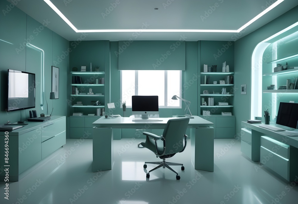 minimalist interior design style futuristic home office sleek furniture state of the art technology