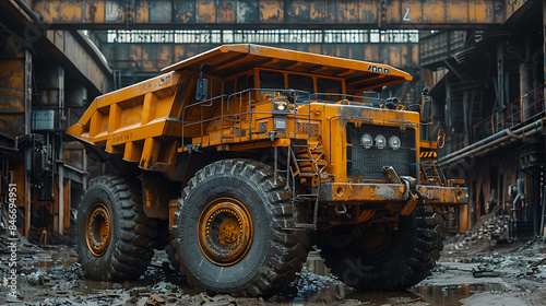 Mining dump truck from behind: Coil mining equipment