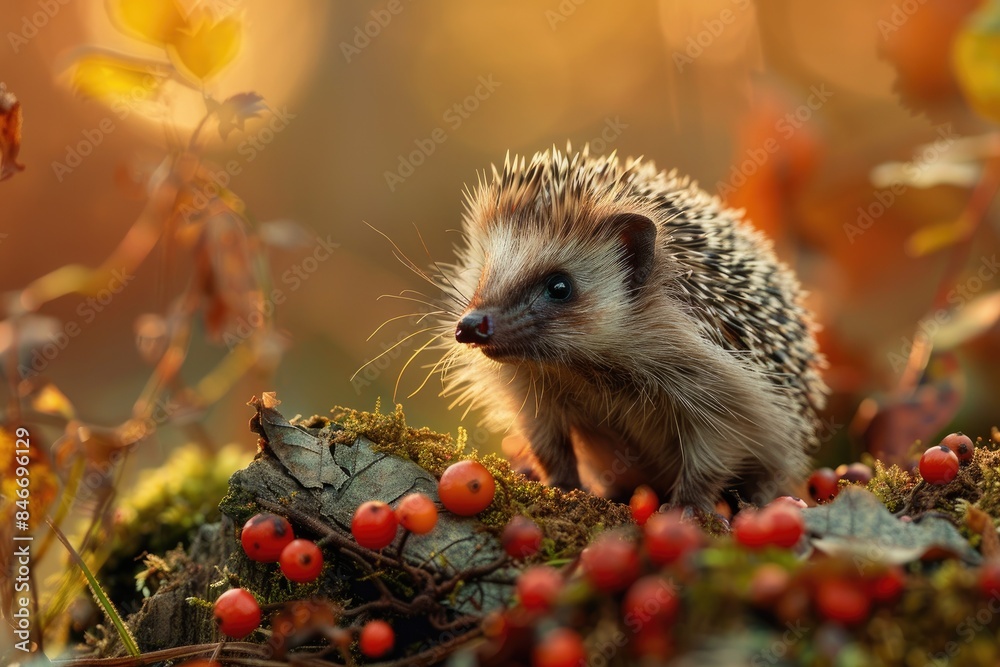 Young hedgehog in natural habitat Young hedgehog in natural habitat