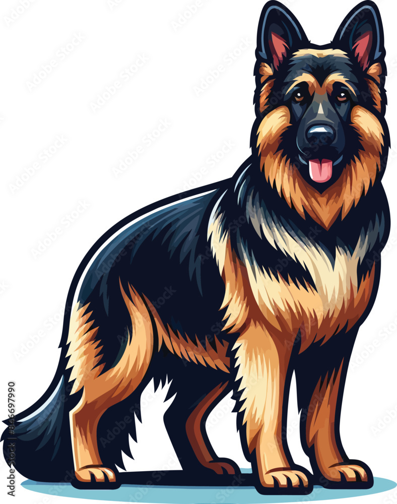 Fototapeta premium German Shepherd Dog set silhouette black vector on white background