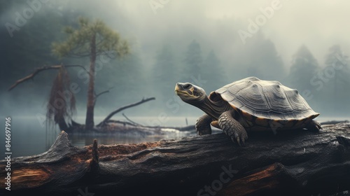 turtle on the rock photo