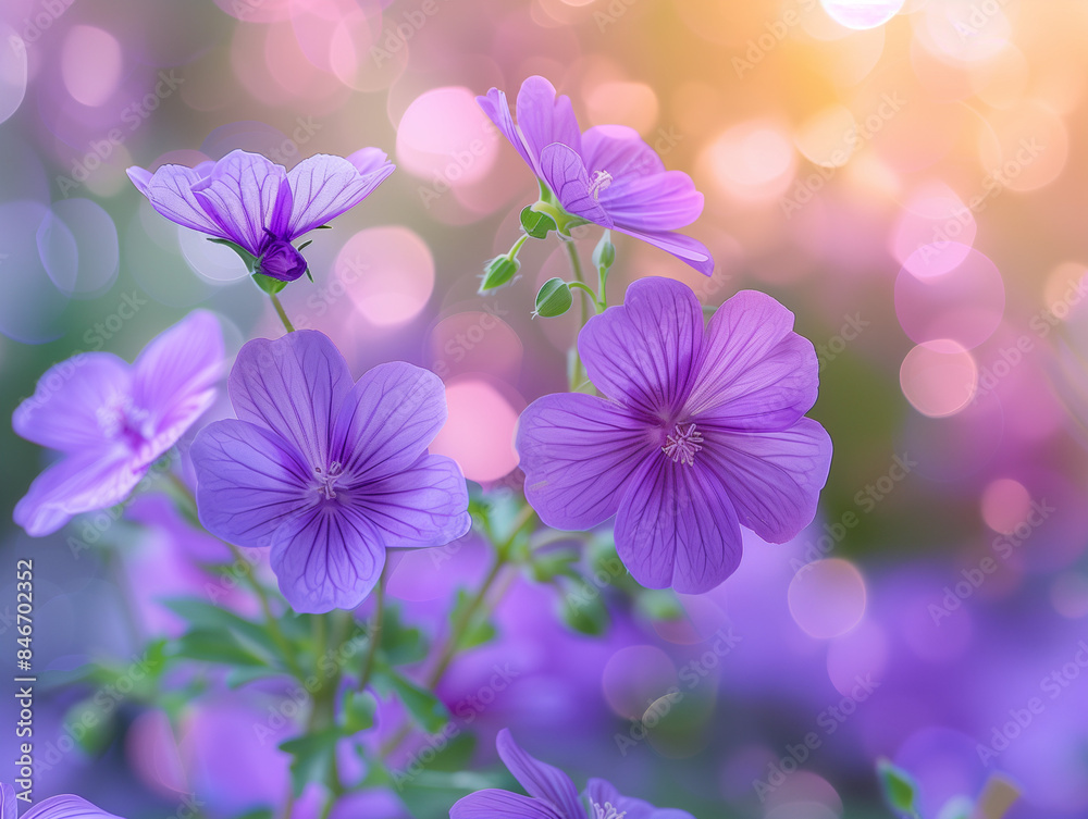 Purple Flowers with Soft Bokeh Background Purple Flowers with Soft Bokeh Background