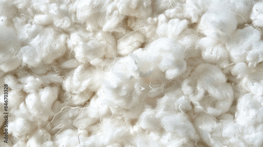 Close up of fluffy cotton background from bale Concept of industrial texture and cotton harvesting Close up of fluffy cotton background from bale Concept of industrial texture and cotton harvesting