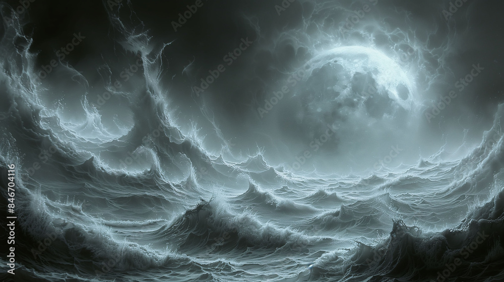 Stormy Ocean Under Full Moon Stormy Ocean Under Full Moon