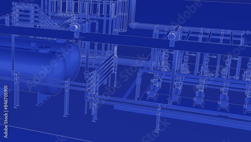 Industrial refinery plant seamless 3d loop animation blueprint