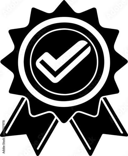 Approval check vector icon. monochrome sign