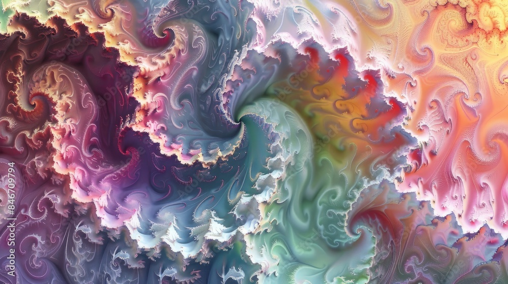 Rendering of two dimensional fractal pattern in color Rendering of two dimensional fractal pattern in color