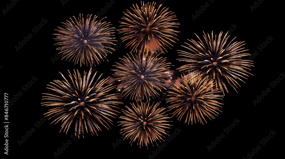 Festive golden fireworks display against night sky
