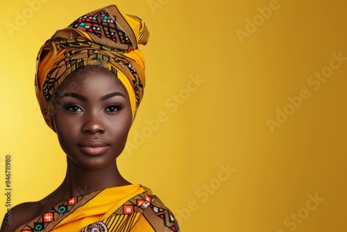 Portrait of an African Woman in Traditional Attire. Generative AI.