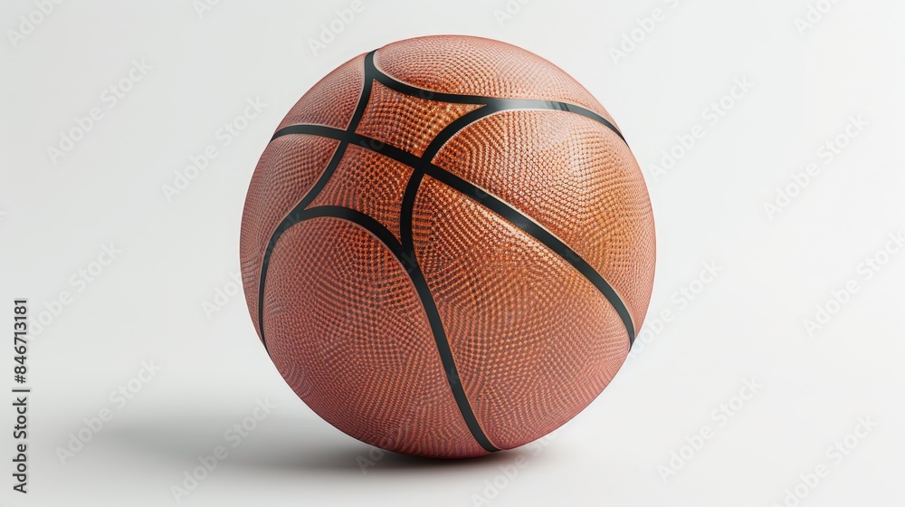 Fototapeta premium Professional-grade basketball glowing against a pure white studio background