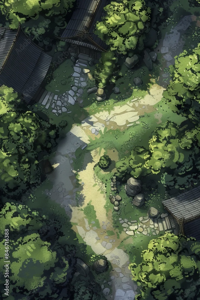 DnD Battlemap Dragons Roost Lane Battlemap - Scenic fantasy battle map. DnD Battlemap Dragons Roost Lane Battlemap - Scenic fantasy battle map.