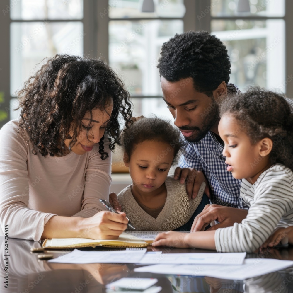 Obraz premium parent and child reading book together