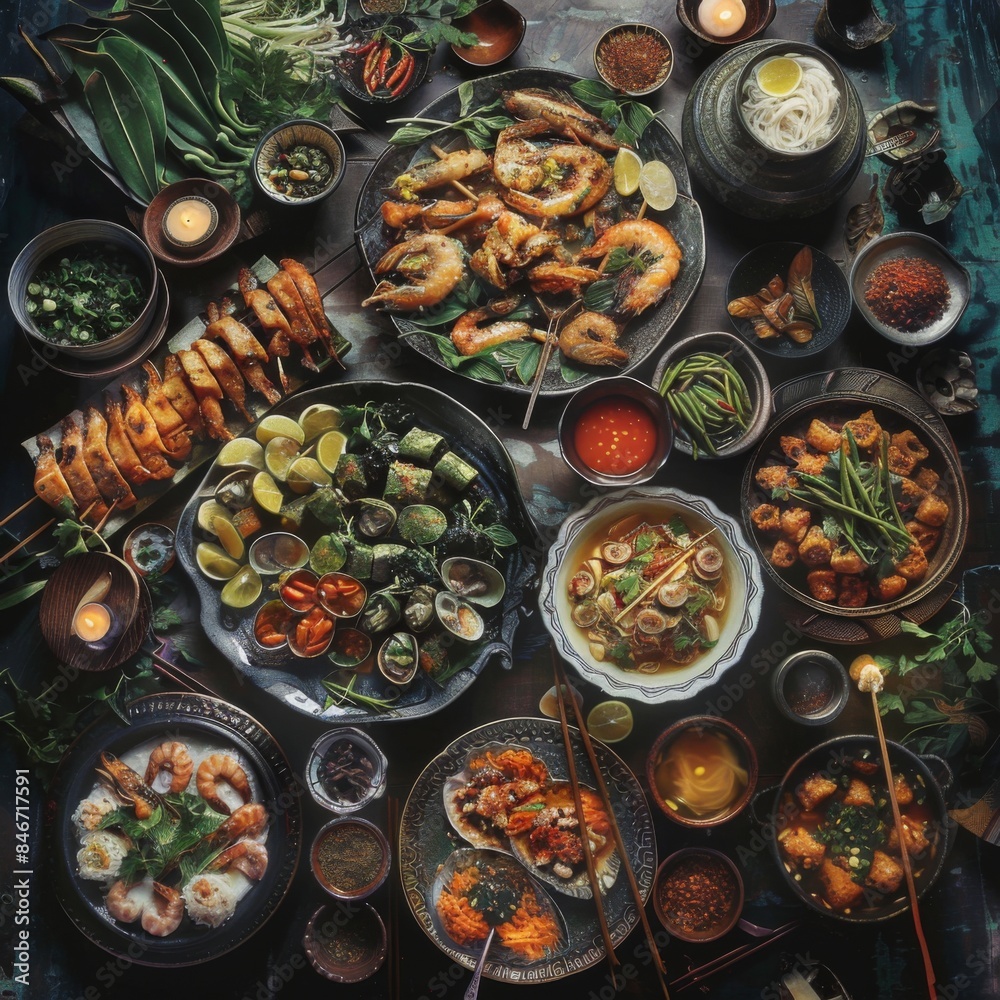 Fototapeta premium vegetables and fruits on plate