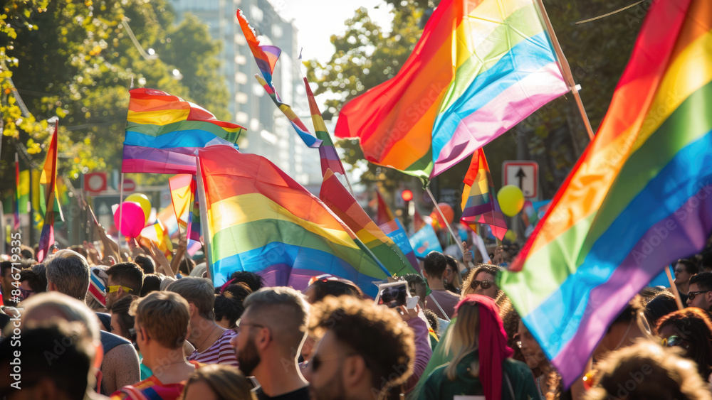Colorful Pride Parade with Rainbow Flags
Colorful Pride Parade with Rainbow Flags