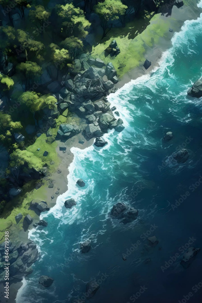 DnD Battlemap Forest on the sapphire shores. DnD Battlemap Forest on the sapphire shores.