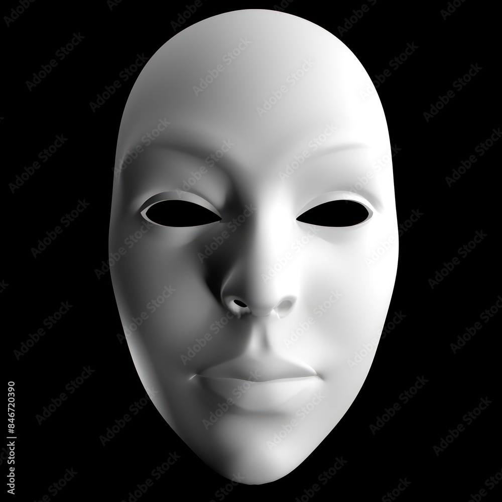 3d white face front view isolated on black background 3d white face front view isolated on black background