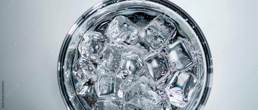 bucket of ice, abstract icy blue tones and crystal-clear texture, evoking a sense of coolness and purity bucket of ice, abstract icy blue tones and crystal-clear texture, evoking a sense of coolness and purity