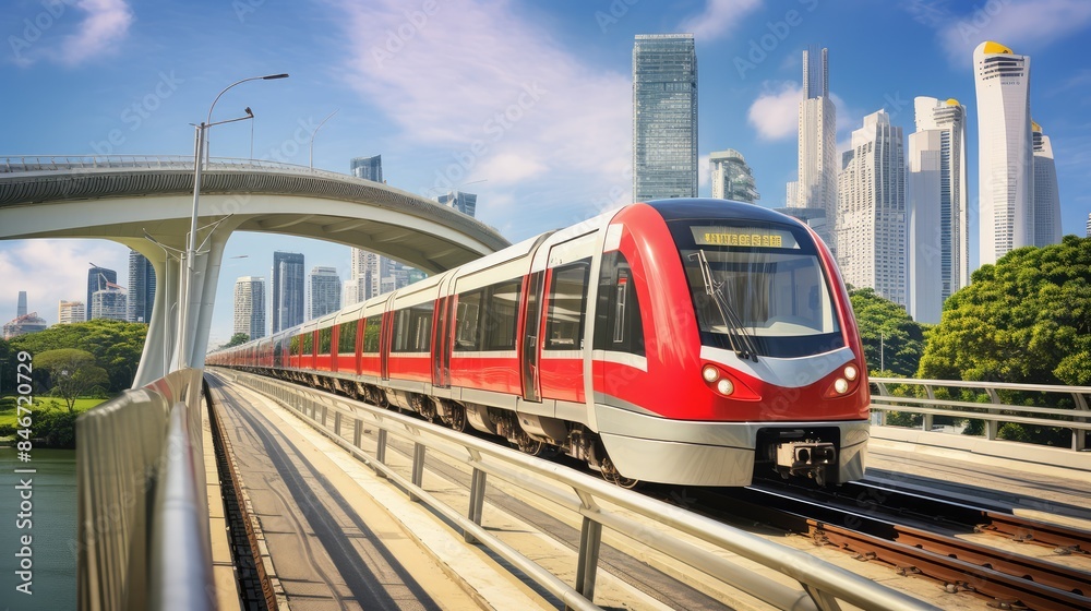 Naklejka premium train in the city