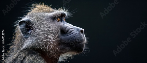 baboon, with fiery red fur and intense eyes, sits, its portrait exuding nature's vibrancy