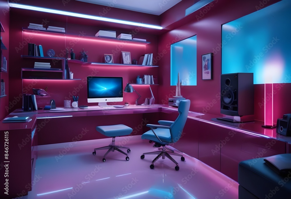minimalist interior design style futuristic home office sleek furniture state of the art technology