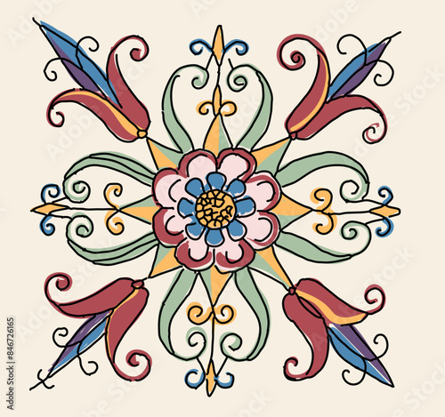 Florales Ornament, vintage - Vektor