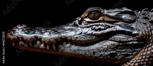 crocodile, with powerful jaws and menacing teeth, lurks near the water's edge, an apex predator photo
