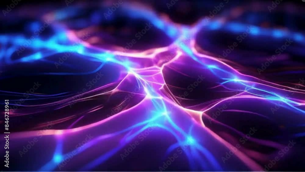 Electric charges and impulses, the charges give off an electric blue and ultraviolet glow. Animation. Electric charges and impulses, the charges give off an electric blue and ultraviolet glow. Animation.