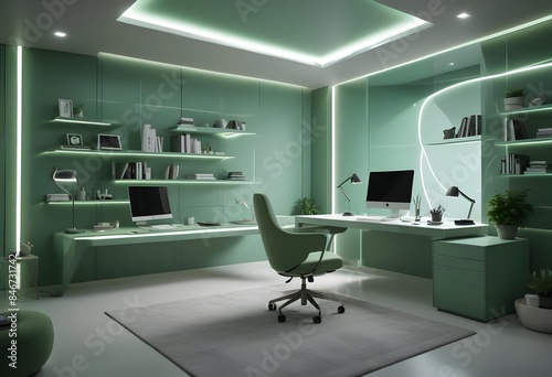 minimalist interior design style futuristic home office sleek furniture state of the art technology