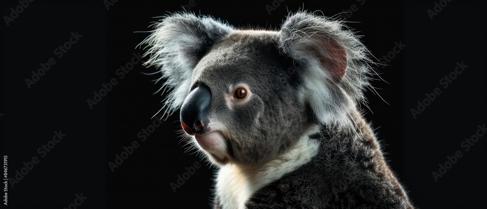 koala looks away against the black backdrop, its silhouette blending into the mysteries of the night koala looks away against the black backdrop, its silhouette blending into the mysteries of the night