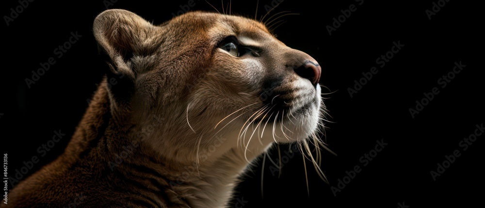 Naklejka premium wild cats looking away against a black background